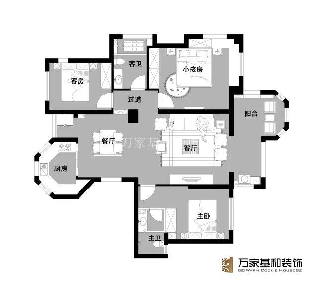 揚中凱越國際125平新中式裝修設計